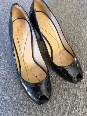 kate spade Black Patent Peep-Toe Heels